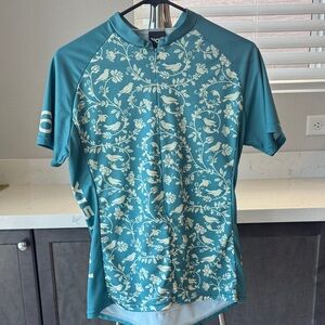 Women’s Teal Floral Performance Cycling Top